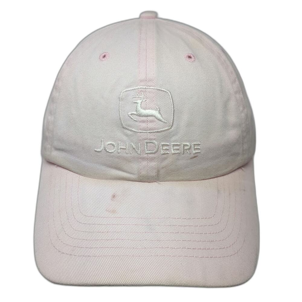 John Deere Baseball Cap Pink One Size Embroidered Logo Slideback Hat Cotton